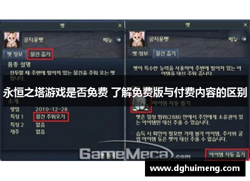 永恒之塔游戏是否免费 了解免费版与付费内容的区别